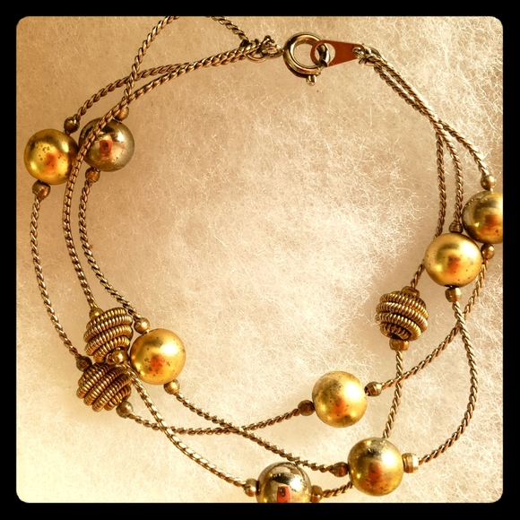 unknown brand Jewelry - Size 6" Golden Beaded Triple Strand Bracelet